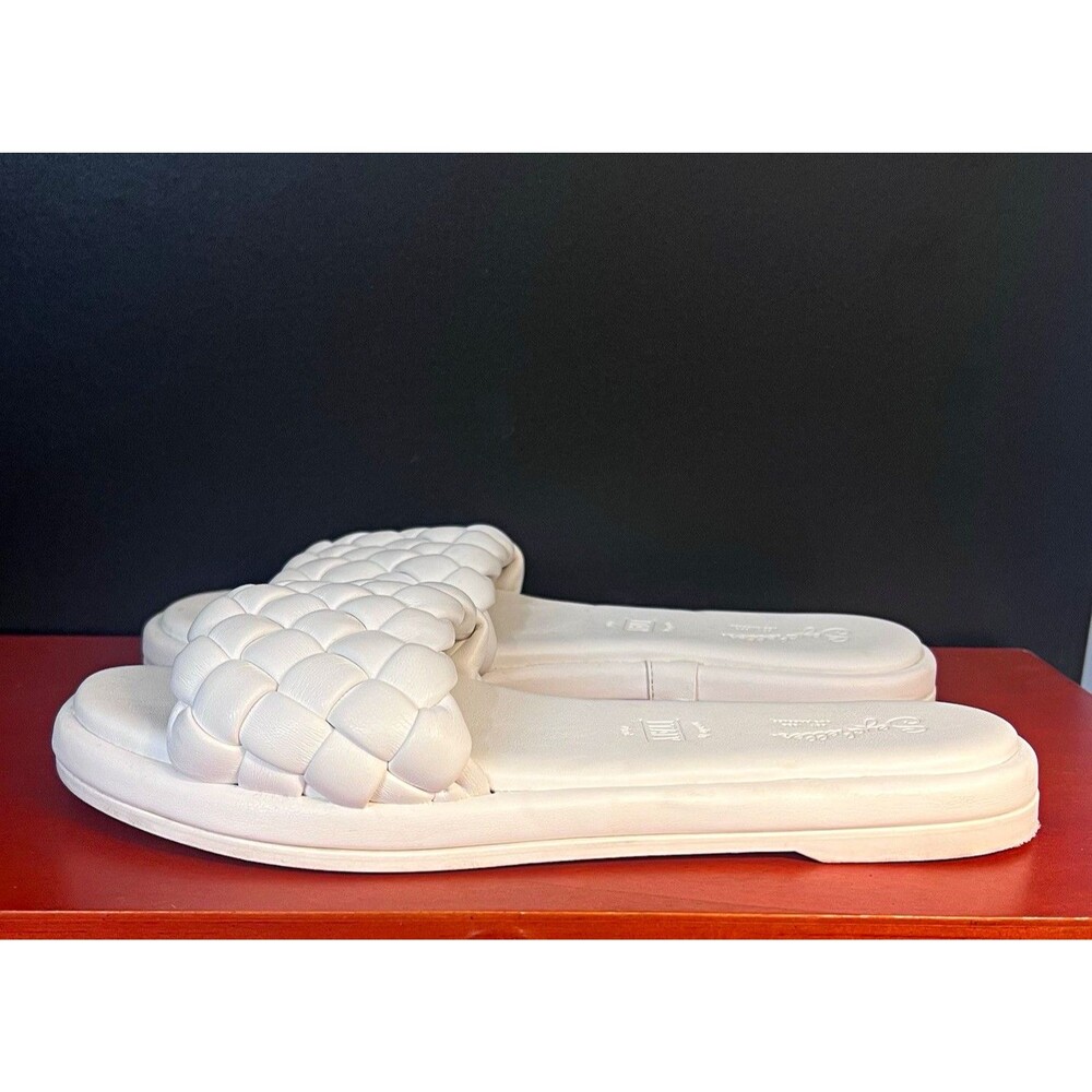 Seychelles Women’s Size 7.5 White Leather Braided Slide Sandals Slip On